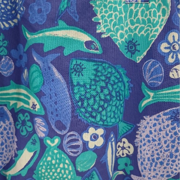 Talbots The Classic Casual Popover Top Under The Sea Print Aquatic Blue Womens M - Picture 8 of 15